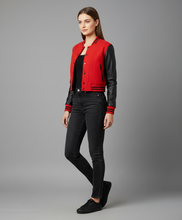 Laden Sie das Bild in den Galerie-Viewer, Damen Collegejacke Rot &amp; Schwarz
