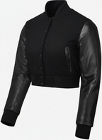 Women’s Polo Ralph Lauren Black Cropped Leather varsity jacket