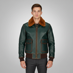 Men's Green Leather Jackets Flight Jackets