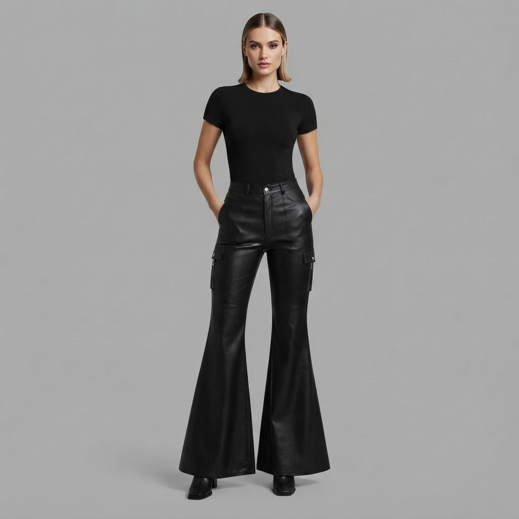 Women's Black Leather Pant
