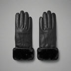 Buy Women's Black Fur Leather Gloves