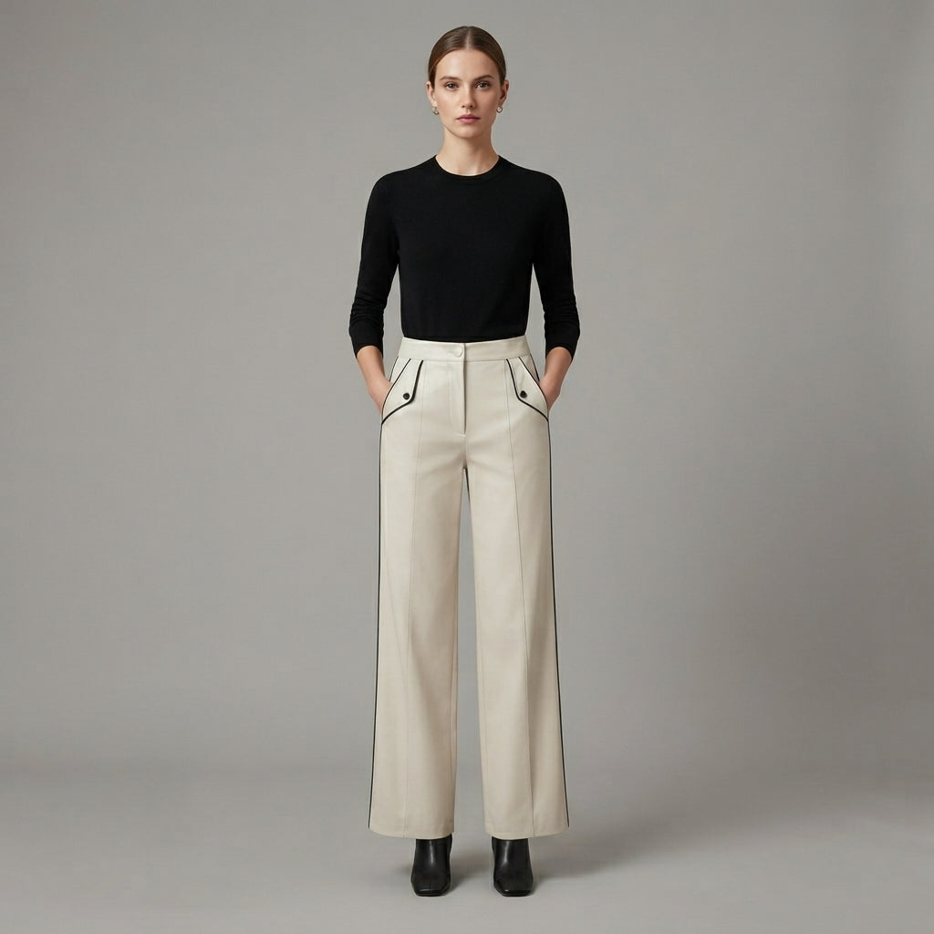 Women's White Leather Pant