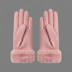 Buy Women's Pink Fur Leather Gloves