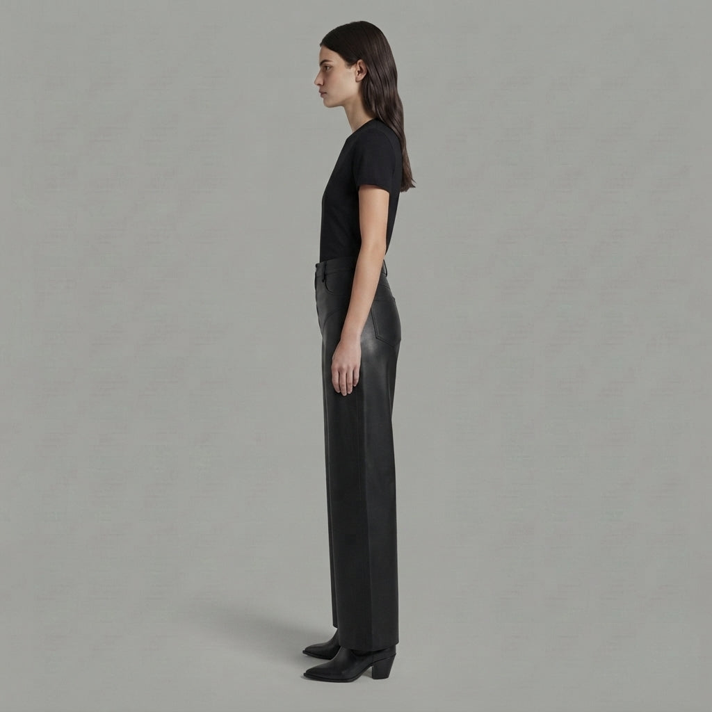 Women's Black Leather Pant