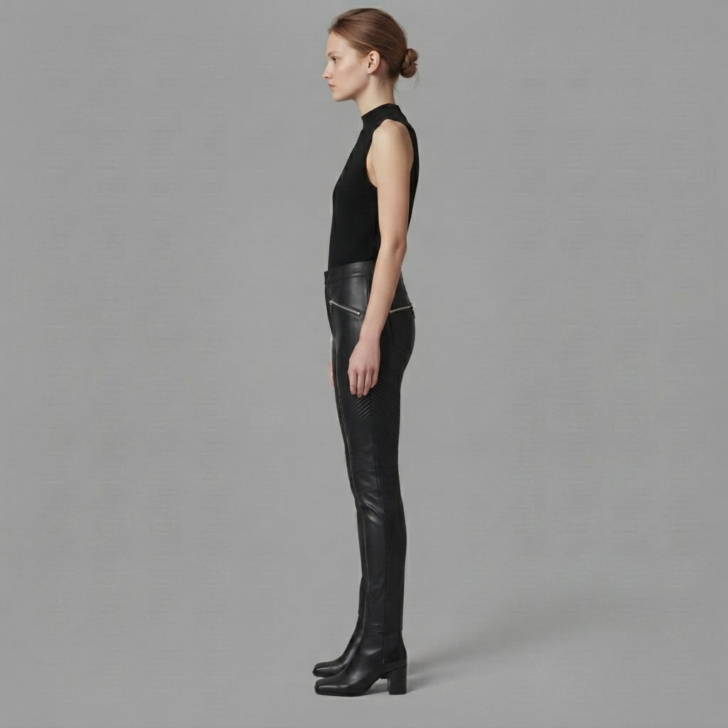 Women's Black Leather Pant