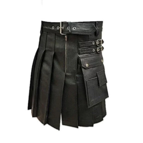 Genuine Black Leather Men Gladiator Pleated Leather Outlet