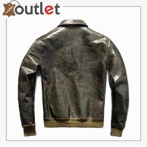 Green Pilot Leather Jacket Men