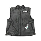 H-Davidson Men's Black Biker Real Leather Vest Leather Outlet