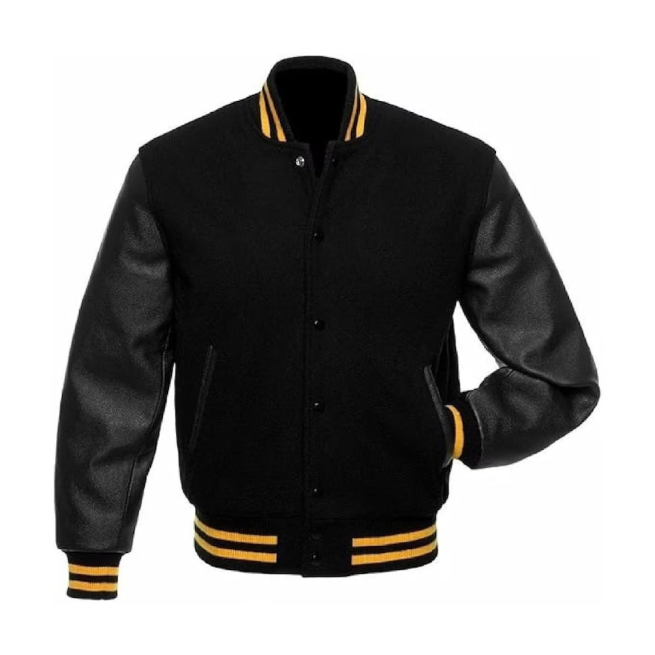 Handmade Black Bomber Baseball Varsity Jacket Leather Outlet