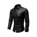 Men Handmade Soft Black Sheep Leather Shirt Leather Outlet
