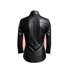Men Handmade Soft Black Sheep Leather Shirt Leather Outlet