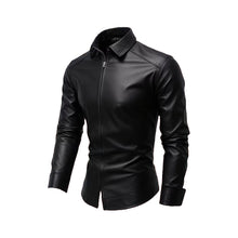 Load image into Gallery viewer, Men Handmade Soft Black Sheep Leather Shirt Leather Outlet
