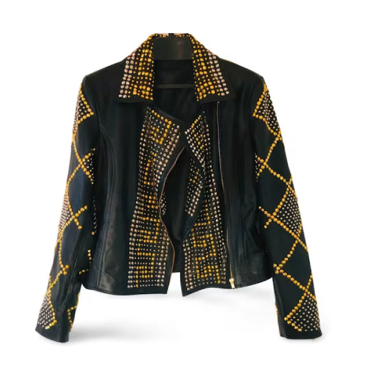 Handmade Studded Leather Jacket Leather Outlet