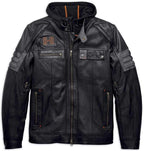 Harley-Davidson Bridgeport 3-in-1-Lederjacke mit Kapuze, schwarz