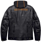 Harley-Davidson Bridgeport 3-in-1-Lederjacke mit Kapuze, schwarz