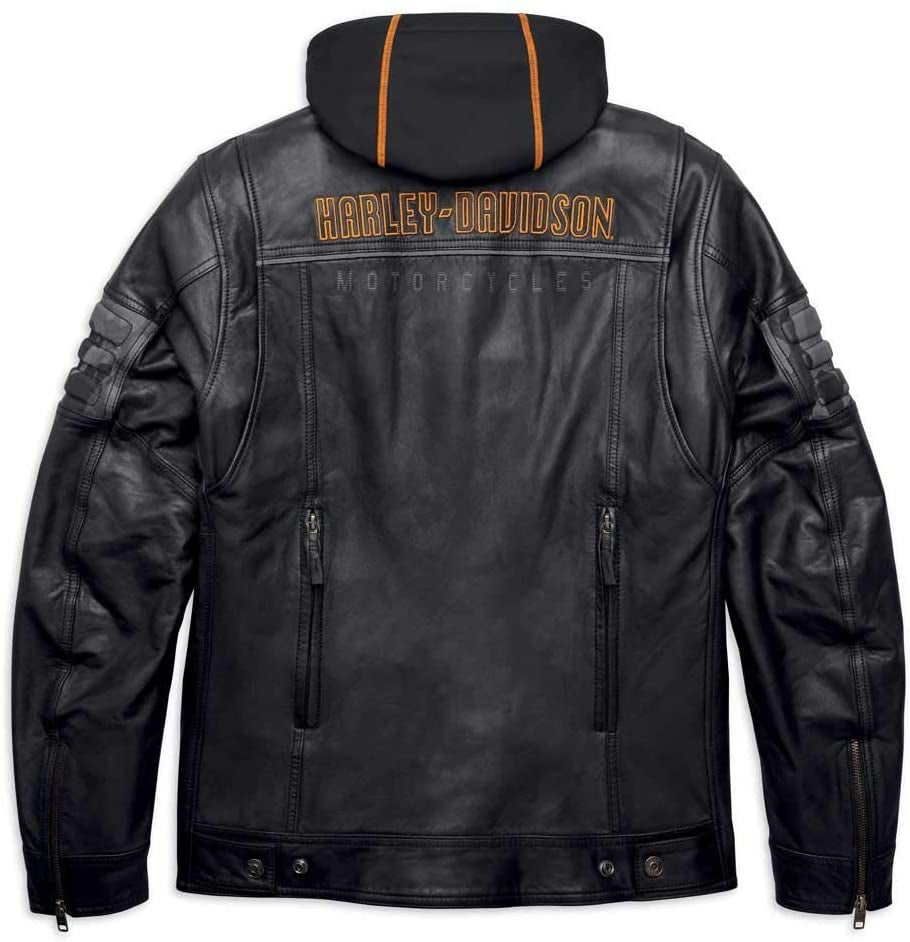 Harley-Davidson Bridgeport 3-in-1-Lederjacke mit Kapuze, schwarz