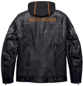 Harley-Davidson Bridgeport 3-in-1 Black Leather Jacket with Hoodie