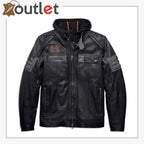 Harley-Davidson Men's Bridgeport Black Leather Jacket Hoodie 3 in 1