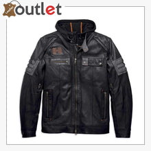 Load image into Gallery viewer, Harley-Davidson Men&#39;s Bridgeport Black Leather Jacket Hoodie 3 in 1
