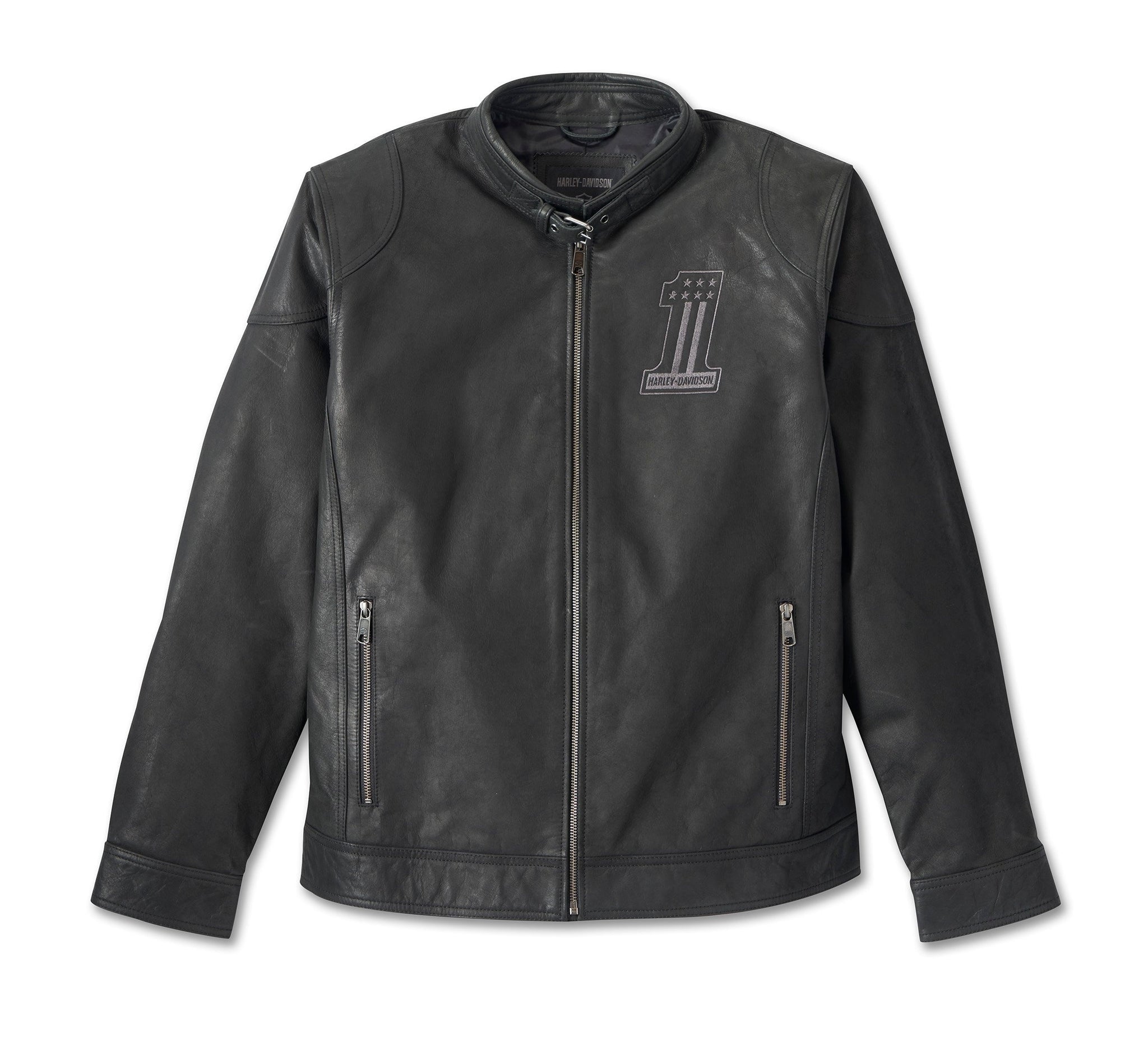 Harley-Davidson #1 Logo Men's Black Leather Biker Jacket