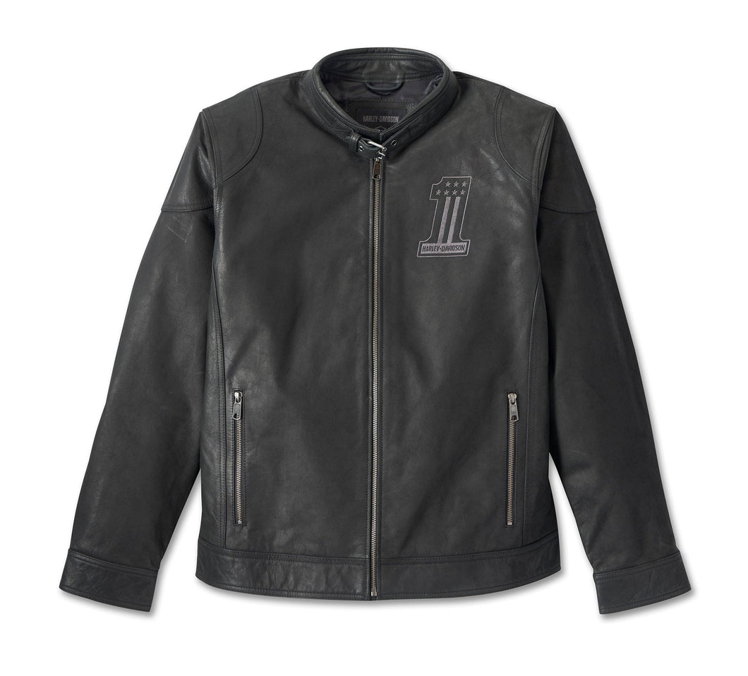 Harley-Davidson #1 Logo Men's Black Leather Biker Jacket