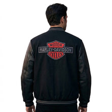 Laden Sie das Bild in den Galerie-Viewer, Harley-Davidson V-Twin Varsity Lederjacke für Herren
