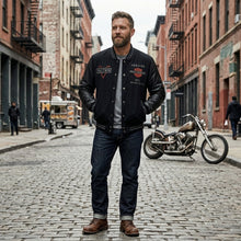 Laden Sie das Bild in den Galerie-Viewer, Harley-Davidson V-Twin Varsity Lederjacke für Herren
