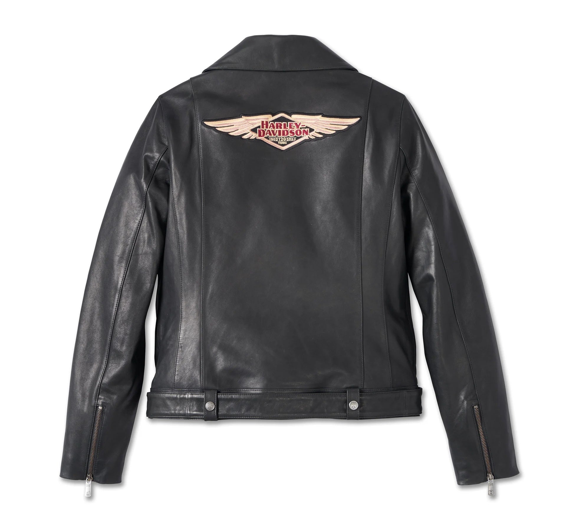 Harley-Davidson Damen Lederjacke zum 120. Jubiläum, Schwarz