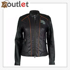 Harley-Davidson bestickte Biker-Lederjacke für Damen