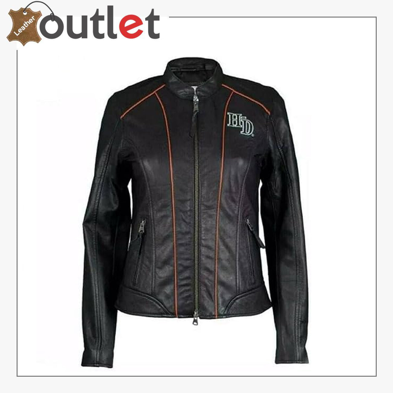 Harley-Davidson bestickte Biker-Lederjacke für Damen