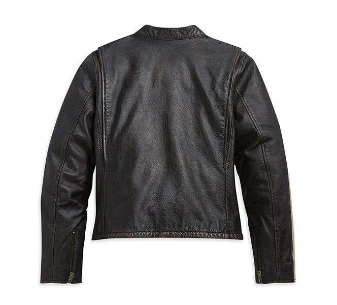 Harley-Davidson Damen Lederjacke mit gestreiften Ärmeln