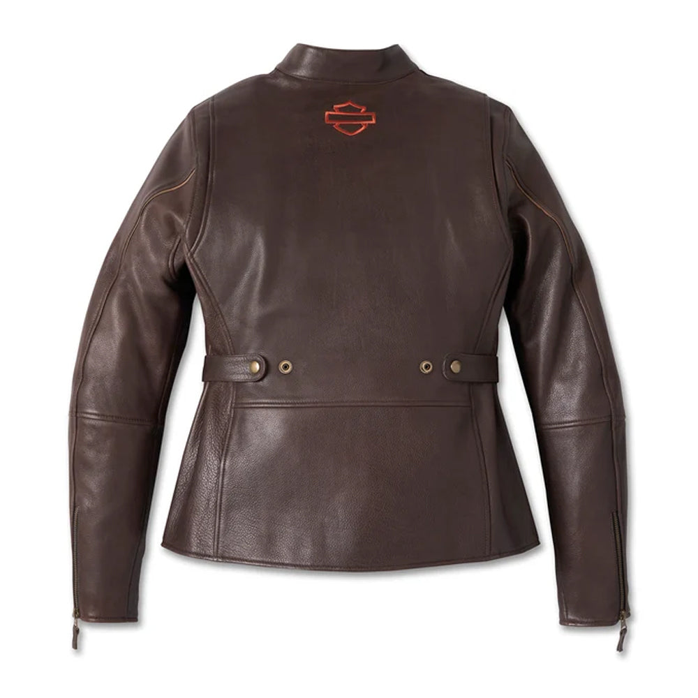 Harley-Davidson Damen Victory Lane Motorradjacke aus schwarzem Leder