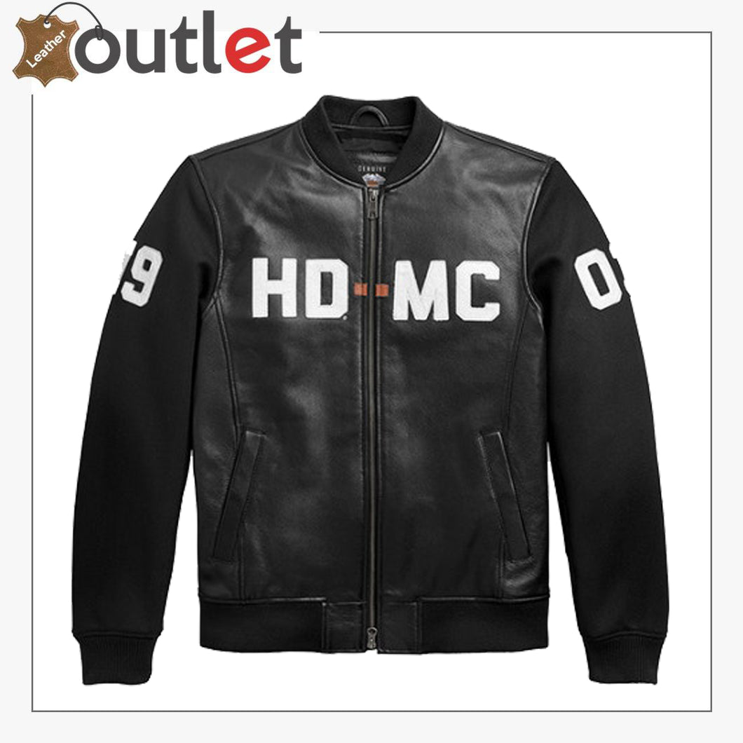 Harley Davidson HD MC Mixed Media Bomber Jacket