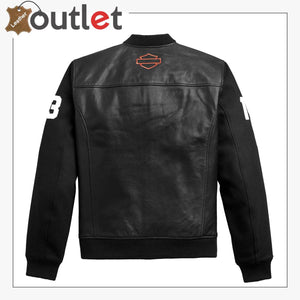 Harley Davidson HD MC Mixed Media Bomber Jacket