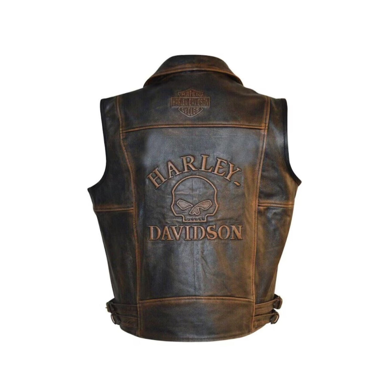 Harley Davidson Men's Biker Café Racer Leather Vest Leather Outlet