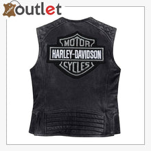 Load image into Gallery viewer, Harley Davidson Men&#39;s Genuine Leather Black Biker Vest Leather Outlet

