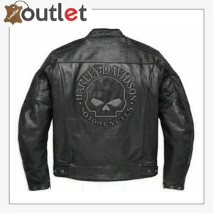 Harley Davidson Men's Reflective Skull Leather Jacket