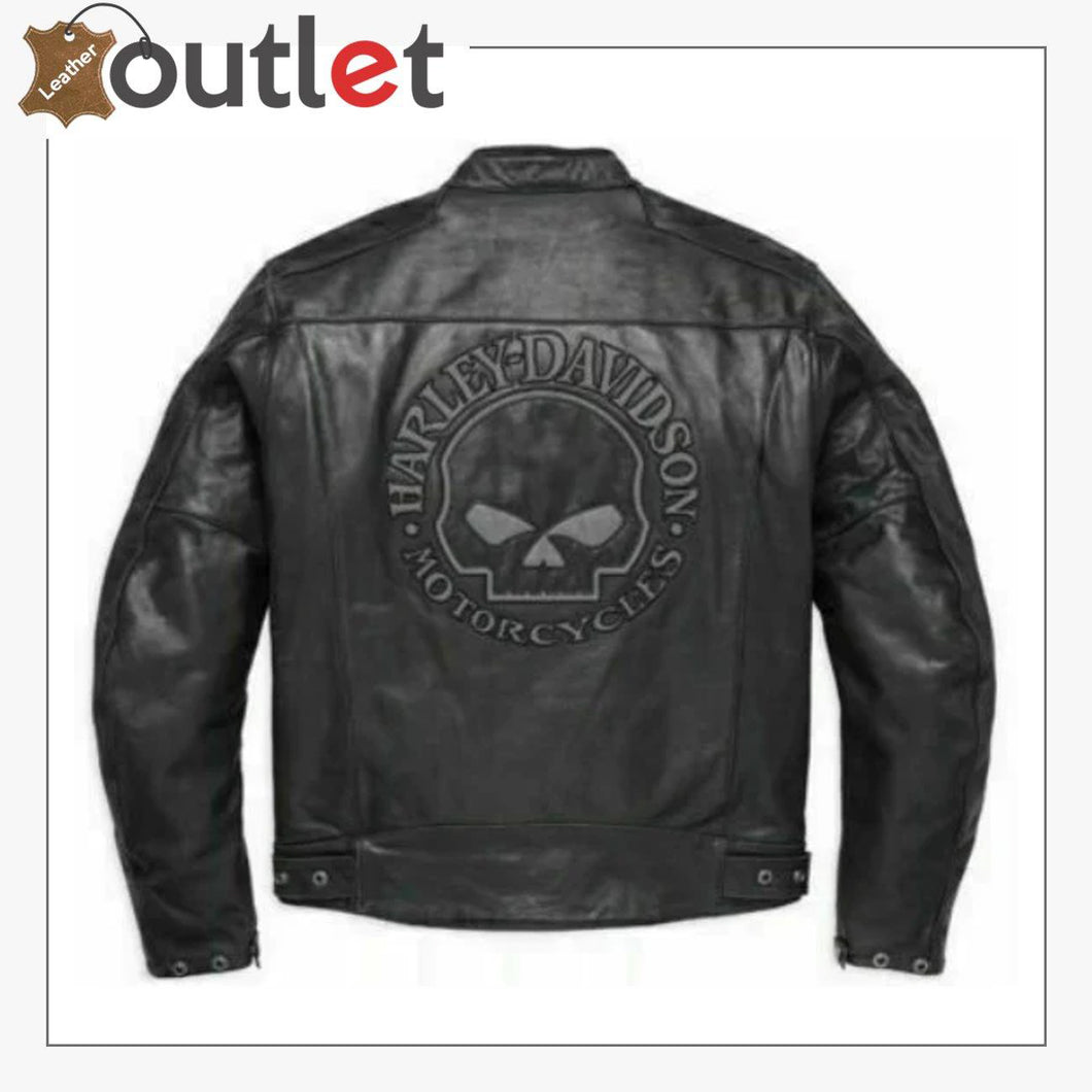 Harley Davidson Men's Reflective Skull Leather Jacket