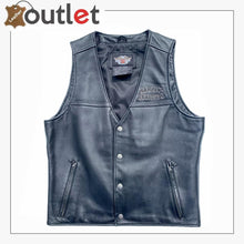 Load image into Gallery viewer, Harley Davidson Mens Elements Black Eagle Leather Vest
