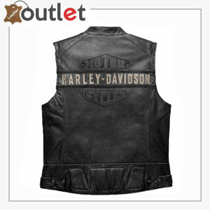 Harley Davidson Mens Embroidered Passing Link Leather Vest