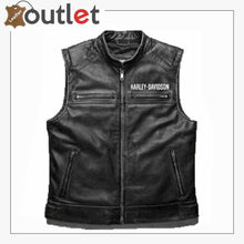 Load image into Gallery viewer, Harley Davidson Mens Motorcycle Embroidered Patch Leather Vest
