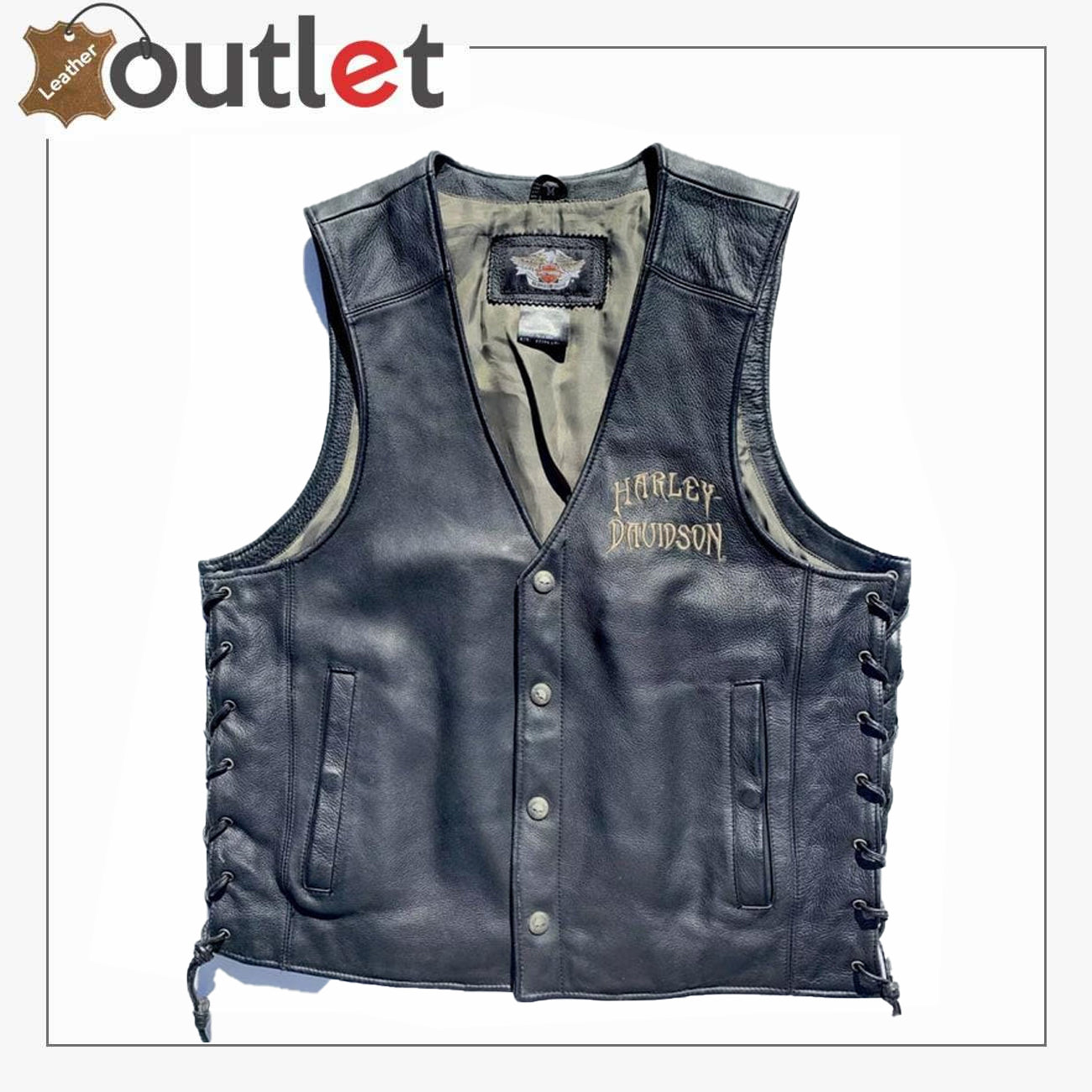 Harley Davidson Mens RELIC Wille G Skull Leather Vest