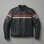 Herren Indian Motorcycle Style Vintage Bikerjacke aus Leder – Besticktes Skript-Logo