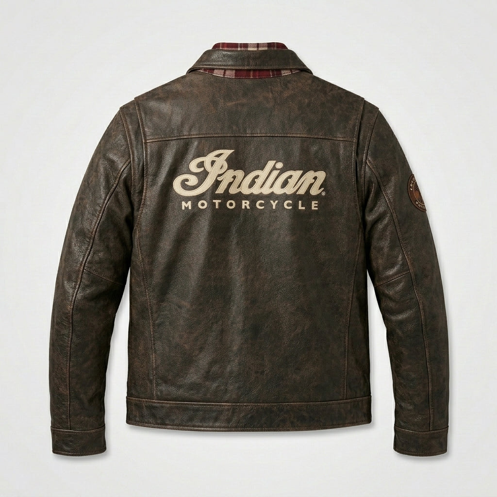 Herren-Motorradjacke aus Leder mit Sternendetails – Hochwertige Biker-Performance-Ausrüstung
