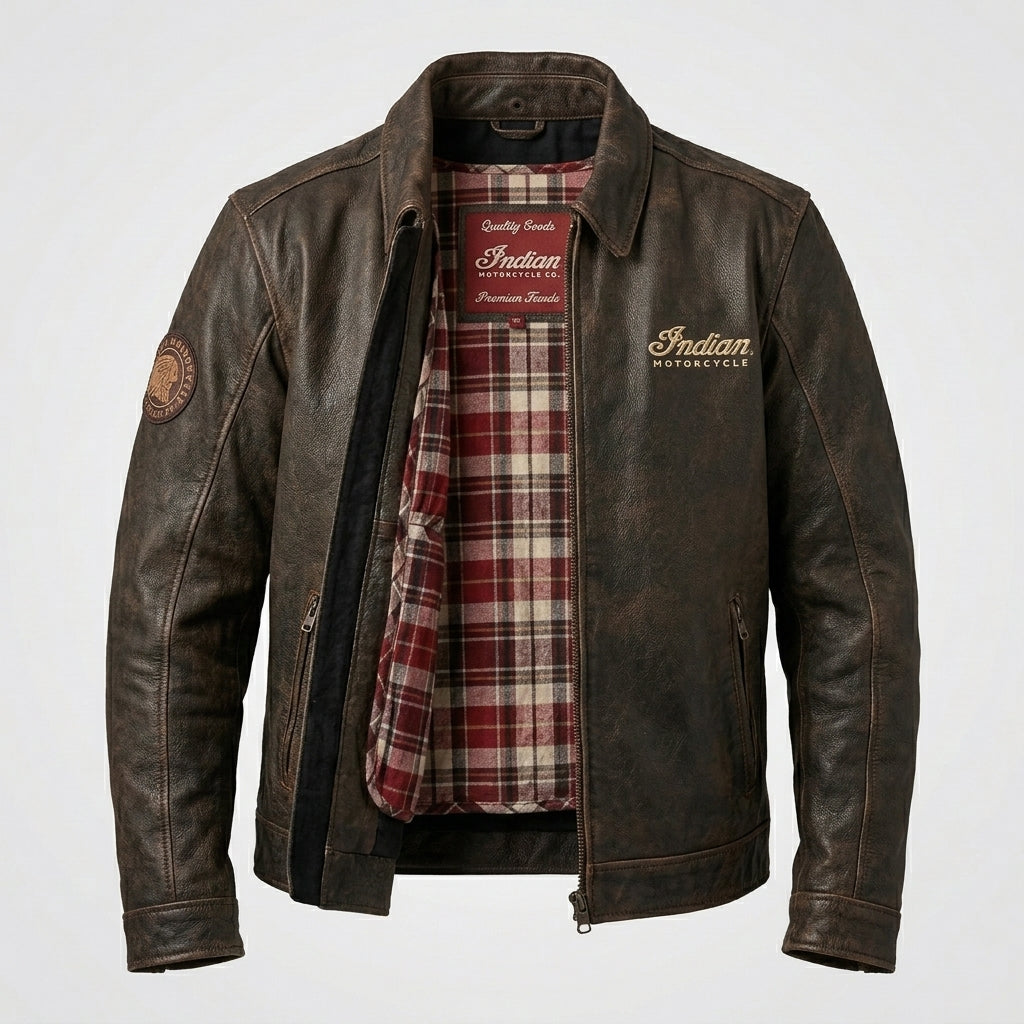 Herren-Motorradjacke aus Leder mit Sternendetails – Hochwertige Biker-Performance-Ausrüstung