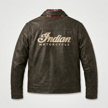 Load image into Gallery viewer, Men’s Custom Star Detail Leather Moto Jacket – Premium Biker Performance Gear
