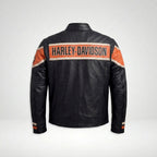 Herren-Lederjacke im Harley-Stil, schwarz, im Used-Look – Vintage Heritage Edition