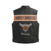 Load image into Gallery viewer, Men’s Black Genuine Leather Motorcycle Vest – Harley davidson-Biker Club Cut

