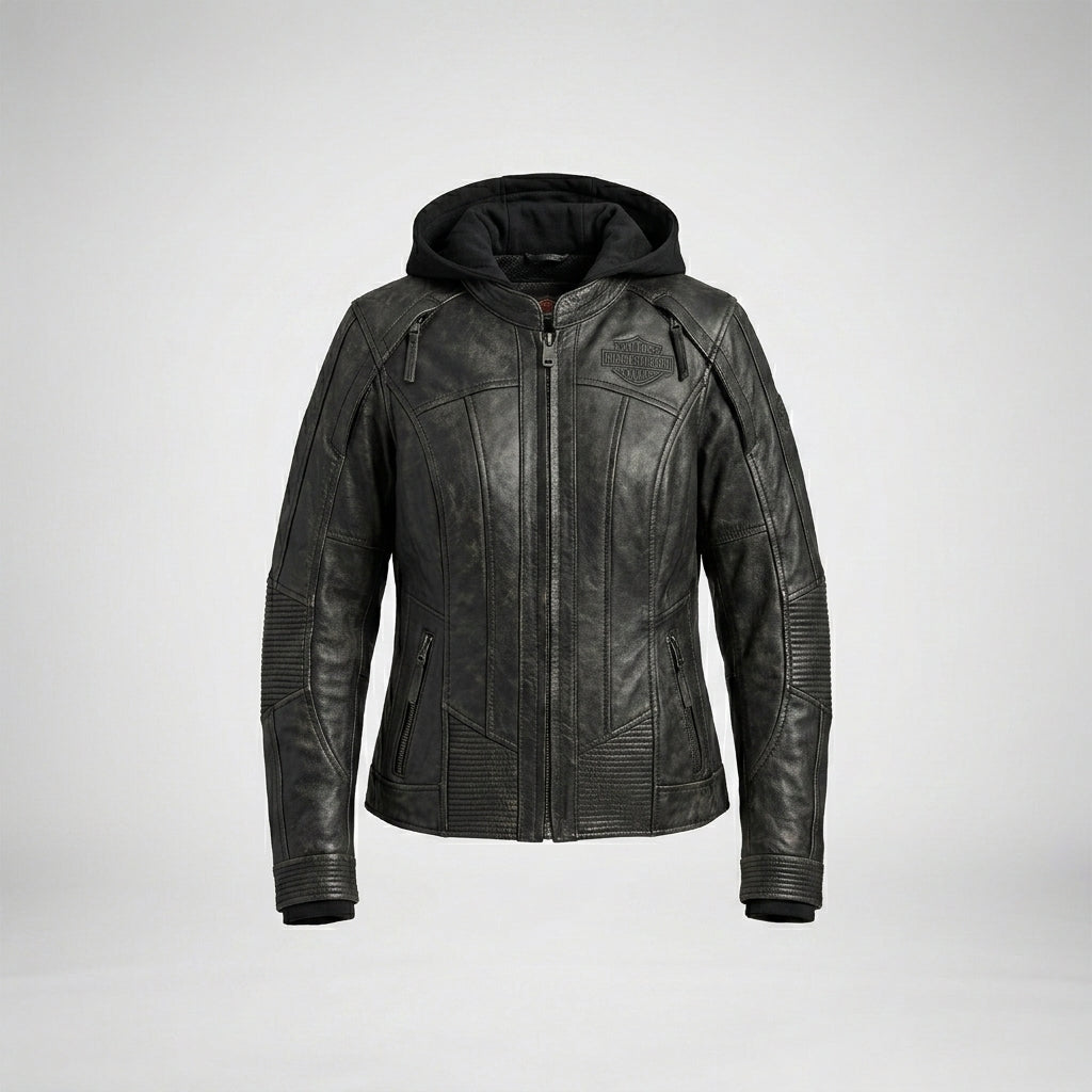 Damen Aurora Harley Davidson Echtlederjacke – Schmale Passform Moto-Stil