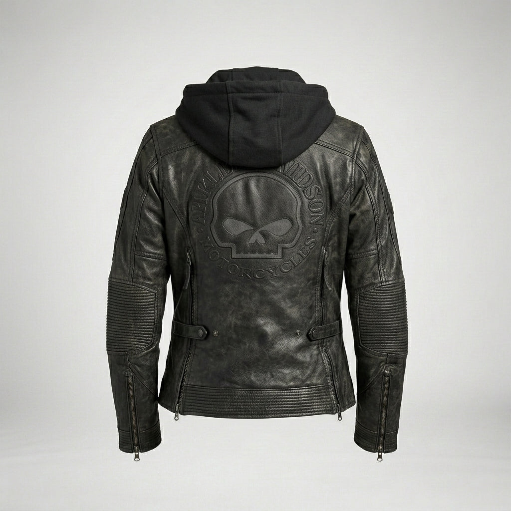 Damen Aurora Harley Davidson Echtlederjacke – Schmale Passform Moto-Stil